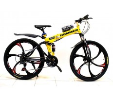 Bicycle Hummer Yellow on alloy wheels with 3 spoke wheels